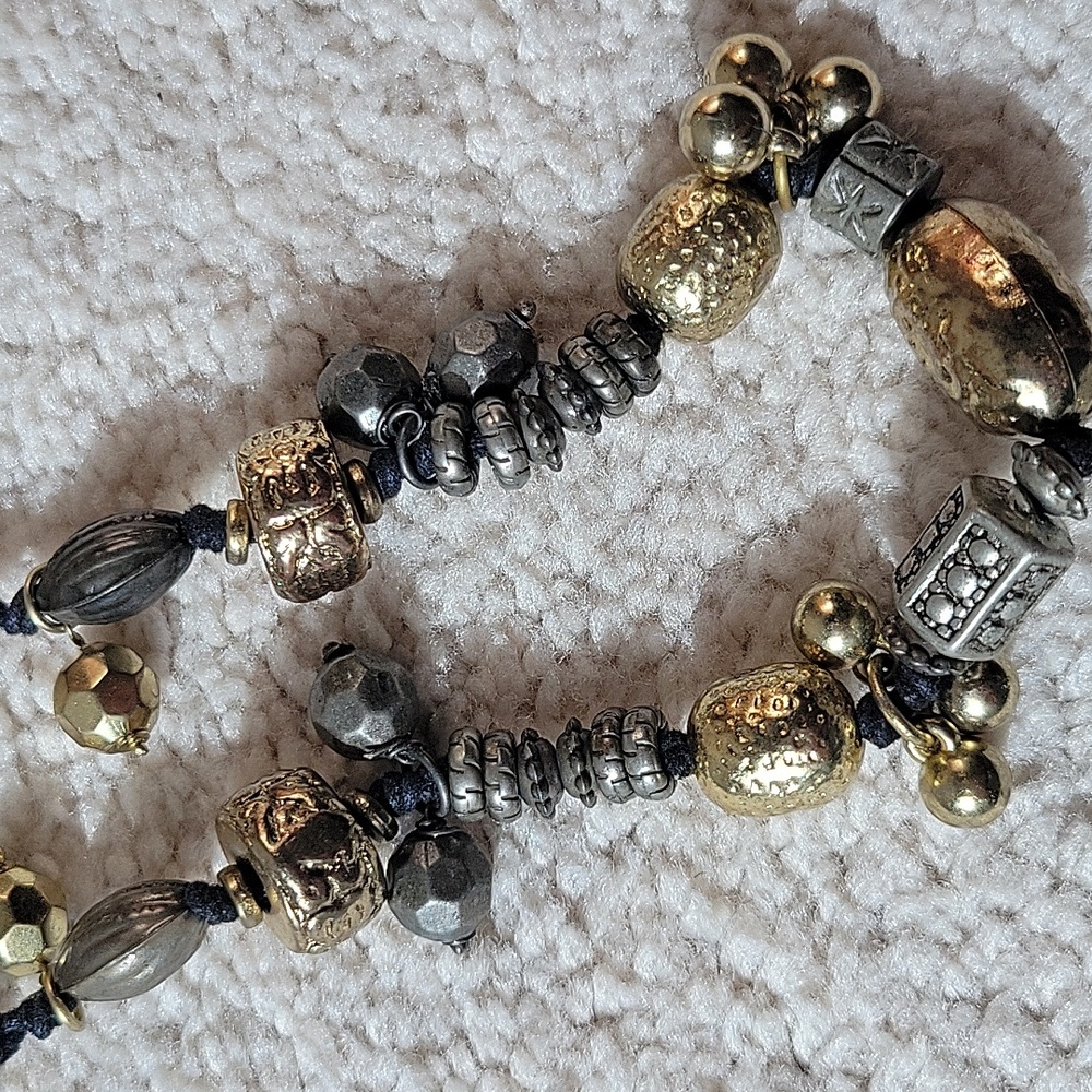 Chico's Elegant Gold and Silver Beaded BOHO Necklace